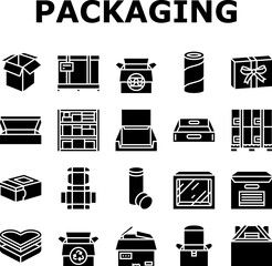 cardboard packaging recycling icons set vector