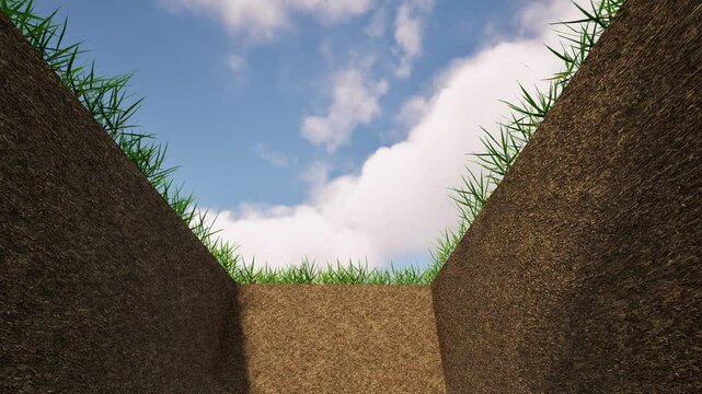 grave pit cloudy sky rectangle hole underground