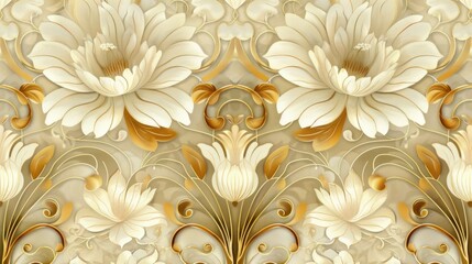 Delicate floral motifs create a harmonious layout, showcasing timeless Art Deco patterns in soft, ambient lighting