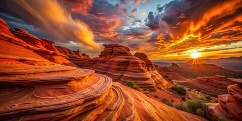 Red Sandstone Rock Formation Double Exposure Abstract Art