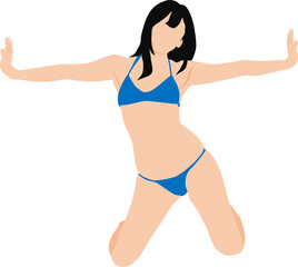 ポーズをとる水着を着た女性のイラスト