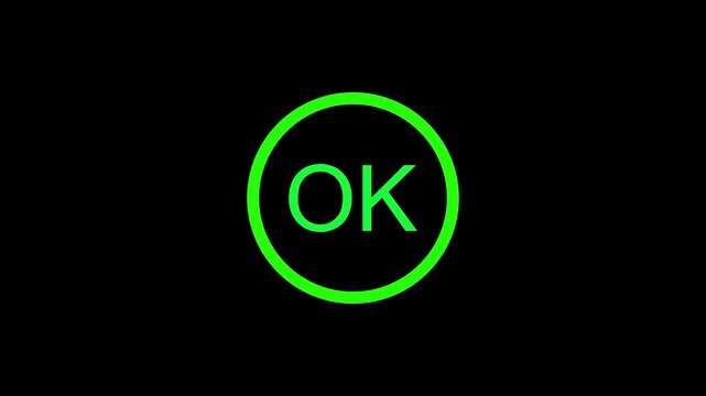 Text okay colorful speech bubble animated on a white background.