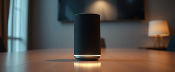 Smart home device modern living room technology showcase minimalist design close-up perspective innovation in lifestyle