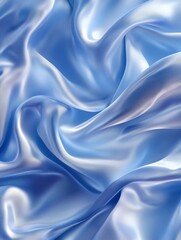 Fototapeta premium Abstract background of flowing light blue fabric with soft, smooth, and gentle waves.