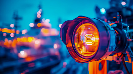 Illuminated Night Vision: A Futuristic Surveillance Equipment Close-up