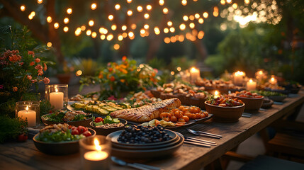 Ultra-realistic image of healthy food and sustainable lifestyle, including vegan meals, urban gardens, eco-friendly markets, sushi, and environmental activities.