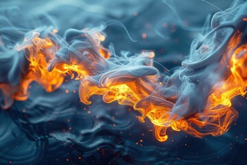 Fototapeta premium Floating ink splash appears vibrant and luminous with glowing edges, creating a unique, surreal visual experience