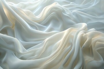 Obraz premium Weightless folds of silk fabric drift in the air, forming gentle waves that glow softly under diffused lighting
