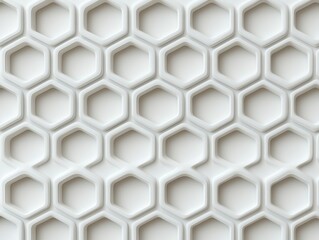 Fototapeta premium 3D Tile Panel with Repeating Hexagonal Motif in Light Color