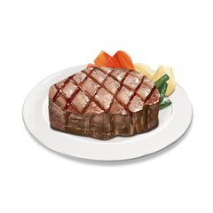 ステーキのリアルなイラストレーション