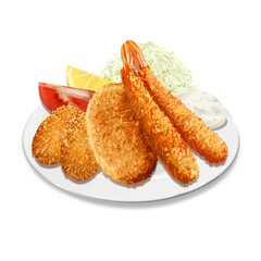 ミックスフライのリアルなイラストレーション