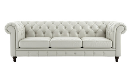 Isolated Ivory White Chesterfield Sofa