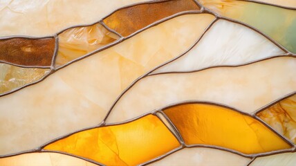 Obraz premium Warm-Toned Abstract Stained Glass Texture with Organic Shapes