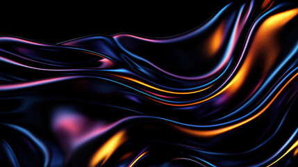 Fototapeta premium Rich metallic hues create smooth flowing curves in oil slick pattern, evoking sense of fluidity and elegance