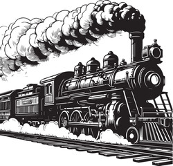 Vintage steam locomotive train silhouette vector art © jobaida