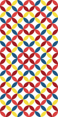 Seamless Colorful Geometric Pattern with Repeating Circular Shapes and Bright Colors