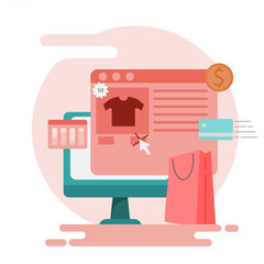 Fototapeta premium E-commerce website, e-commerce sales analysis, For Banners, web and backgrounds. Illustrations in flat style. EPS 3