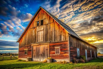 Obraz premium Rustic Wooden Barn Interior Macro Photography: Close-up of Aged Wood Textures