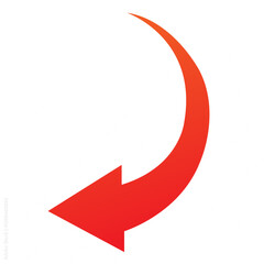 red arrow curve graph isolated on transparent background