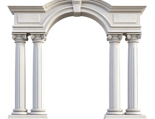 Naklejka premium Ancient Greek temple entrance with columns on a white background
