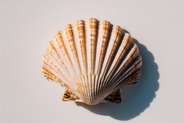 "Seashell Scallop Close-Up with Detailed Texture and Natural Tones