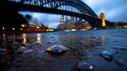 Obraz premium Cityscape Rainstorm at Dusk