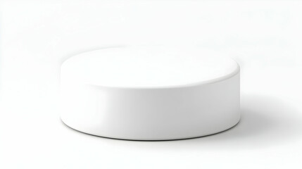 White cylindrical pedestal on white background; product display