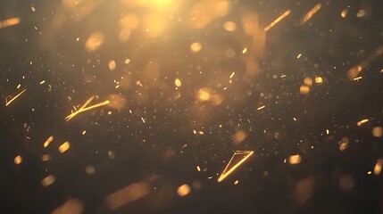 Golden sparks of light floating in a dark background for a celebratory atmosphere