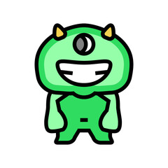 smiling monster cute color icon vector illustration