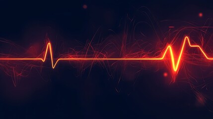 Red ECG pulse waves against a dark background, showing life, health and vitality