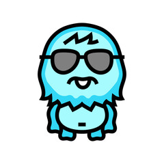 glasses cute monster color icon vector illustration