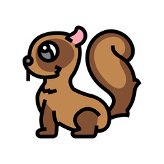 fluffy tail cute monster color icon vector illustration