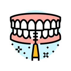 Fototapeta premium using interdental brushes color icon vector illustration