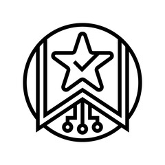 personalized recommendation star deep learning line icon vector illustration