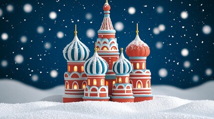 Festive Illuminated St. Basil's Cathedral Moscow Holiday Decoration Winter Wonderland Aerial View Celebration Vibes
