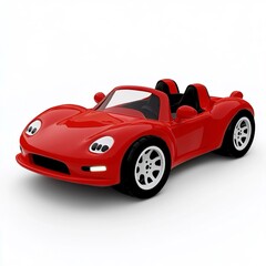 Obraz premium Un'auto giocattolo sportiva, rossa posizionata su uno sfondo bianco trasparente da personalizzare con testo o logo.