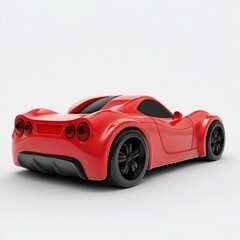 Fototapeta premium Icona 3d di un'auto sportiva rossa, vista dal dietro, dal design moderno e aerodinamico, su sfondo bianco trasparente.