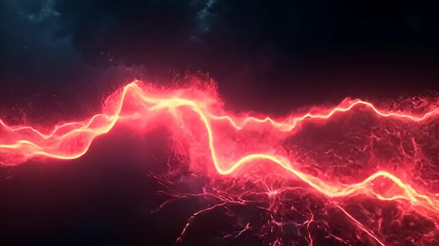 Cinematic red lightning strikes with energy and darkness motion background animation
