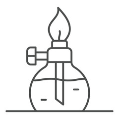 Alcohol flame burner thin line icon, clinical research concept. Vector graphics. Burner jar for laboratory sign on white background, outline style icon for mobile or web design.