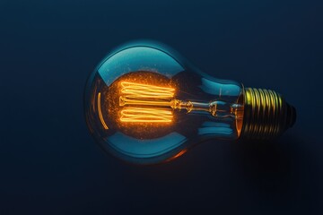 A glowing vintage Edison light bulb, illuminating the dark background with its warm, incandescent filament.