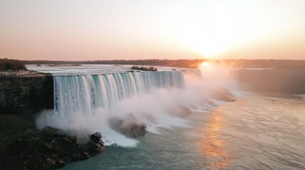 Majestic Niagara Falls Sunset View Nature Landscape Photography Tranquil Environment Aerial Perspective