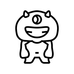 smiling monster cute line icon vector illustration