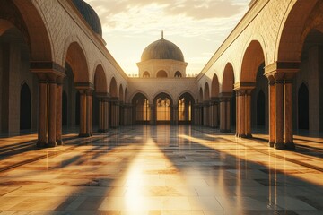 Sunrise in a Mosque Courtyard