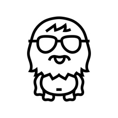 glasses cute monster line icon vector illustration