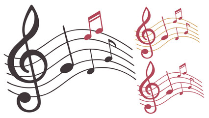 Music notes icons set. Musical key signs. Vector symbols on white background.