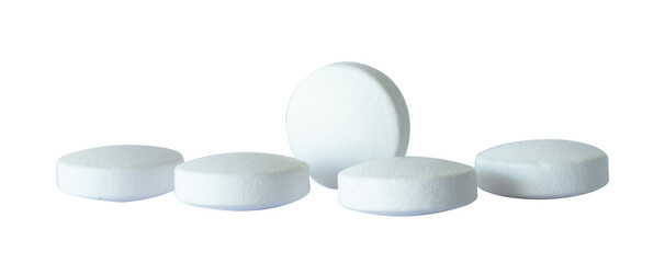 bunch of white pills isolated
