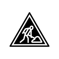 road construction car driving obstacles glyph icon vector illustration