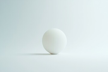 A minimalist white spherical lamp sits on a light gray surface, casting a subtle shadow.