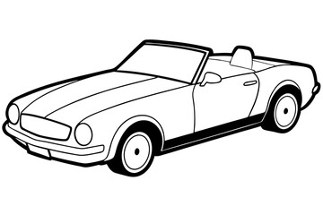 convertible car line art silhouette vector illustration