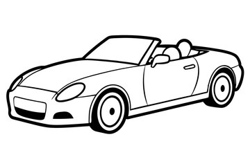 convertible car line art silhouette vector illustration